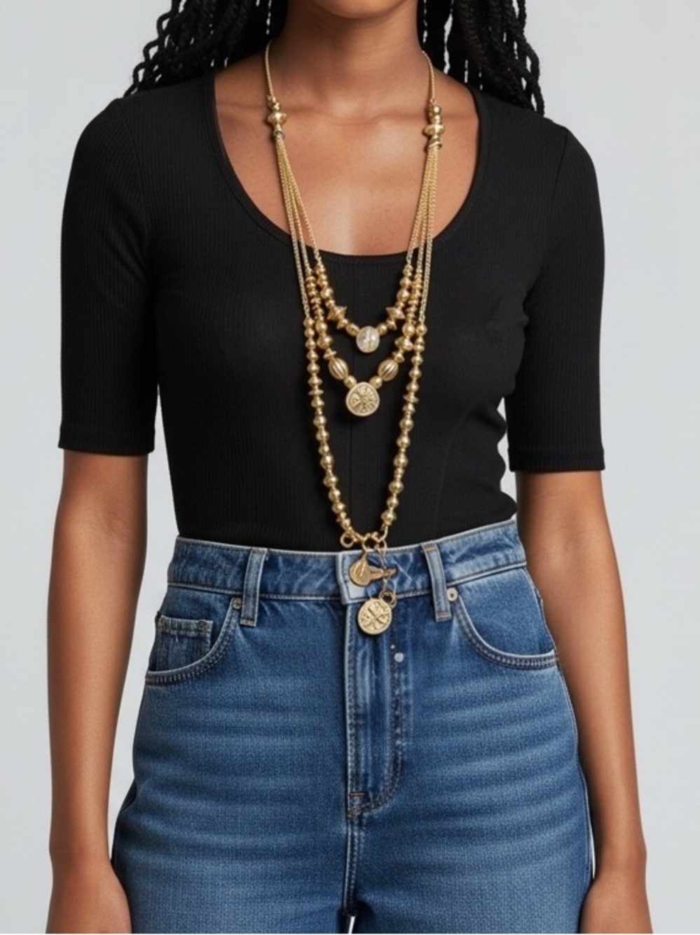 Chico's Layered Gold Coin Pendant Necklace